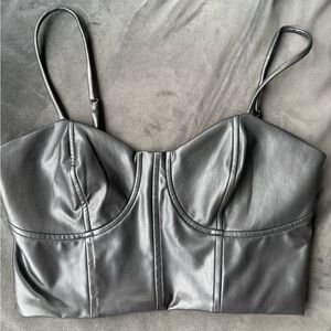 Express Black Faux Leather Crop Top